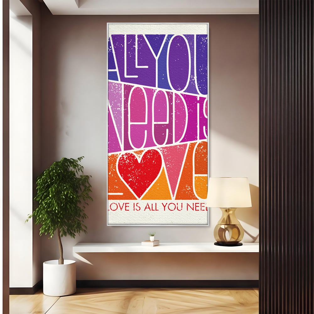Tablou canvas cu tablou canvas motivational cu text colorat, in rama de aluminiu argintiu